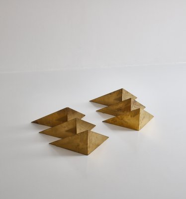 Scandinavian Modern Butterfly Shelves in Brass by Poul Cadovius, 1958, Set of 6-WRF-1048266