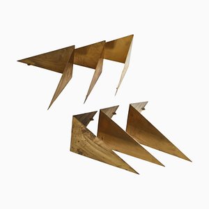 Scandinavian Modern Butterfly Shelves in Brass by Poul Cadovius, 1958, Set of 6-WRF-1048266