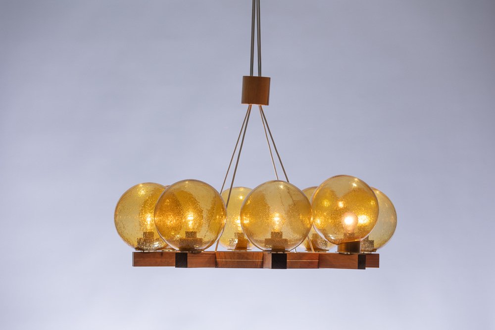 Scandinavian Modern Ceiling Lamp in Pinewood by Uno & Östen Kristiansson, 1960s