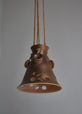 Scandinavian Modern Ceramic Pendant Lights in Earth Colored Glazing, Denmark, 1960s, Set of 2-WRF-1436960