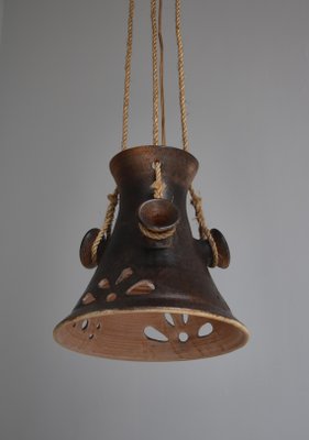 Scandinavian Modern Ceramic Pendant Lights in Earth Colored Glazing, Denmark, 1960s, Set of 2-WRF-1436960