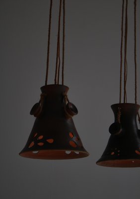 Scandinavian Modern Ceramic Pendant Lights in Earth Colored Glazing, Denmark, 1960s, Set of 2-WRF-1436960