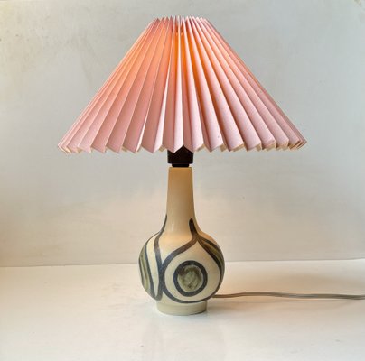 Scandinavian Modern Ceramic Table Lamp with Pink Shade, 1970s-LCR-1739067