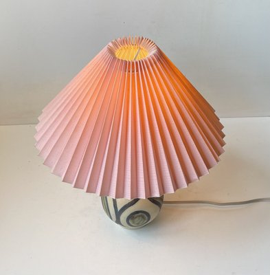 Scandinavian Modern Ceramic Table Lamp with Pink Shade, 1970s-LCR-1739067