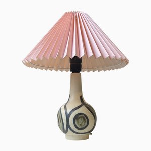 Scandinavian Modern Ceramic Table Lamp with Pink Shade, 1970s-LCR-1739067