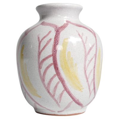 Scandinavian Modern Ceramic Vase with Red & Yellow Leaves from Alingsås Keramik, 1947-RUK-1758075