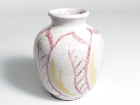 Scandinavian Modern Ceramic Vase with Red & Yellow Leaves from Alingsås Keramik, 1947-RUK-1758075