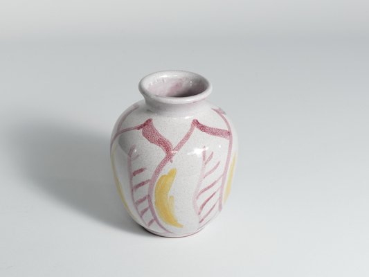 Scandinavian Modern Ceramic Vase with Red & Yellow Leaves from Alingsås Keramik, 1947-RUK-1758075