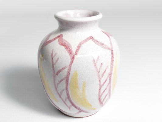 Scandinavian Modern Ceramic Vase with Red & Yellow Leaves from Alingsås Keramik, 1947-RUK-1758075