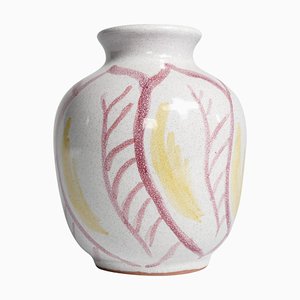 Scandinavian Modern Ceramic Vase with Red & Yellow Leaves from Alingsås Keramik, 1947-RUK-1758075