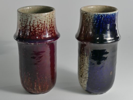 Scandinavian Modern Ceramic Vases by Sylvia Leuchovius for Rörstrand, 1976, Set of 2-RUK-1758042