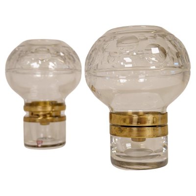 Scandinavian Modern Clear Crystal Candle Holders from Orrefors, Sweden, Set of 2-UYK-1126764