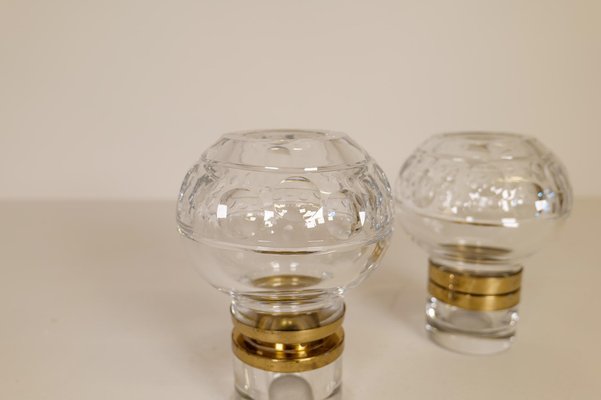 Scandinavian Modern Clear Crystal Candle Holders from Orrefors, Sweden, Set of 2-UYK-1126764