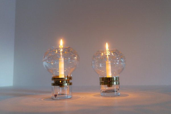 Scandinavian Modern Clear Crystal Candle Holders from Orrefors, Sweden, Set of 2-UYK-1126764