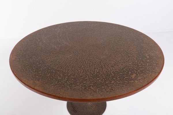 Scandinavian Modern Coffee Table with Inlaid Copper, 1960s-KMC-1349218