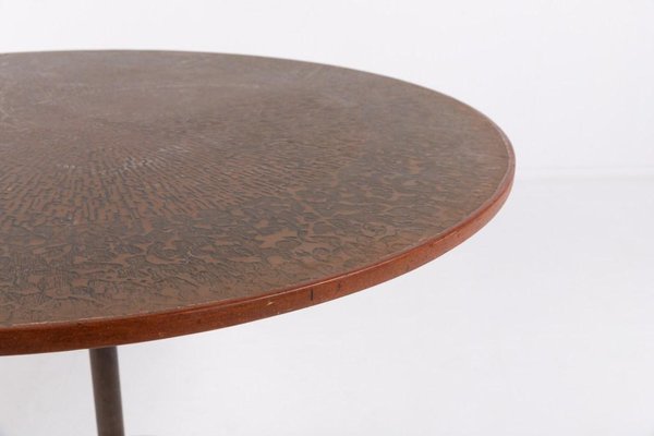 Scandinavian Modern Coffee Table with Inlaid Copper, 1960s-KMC-1349218