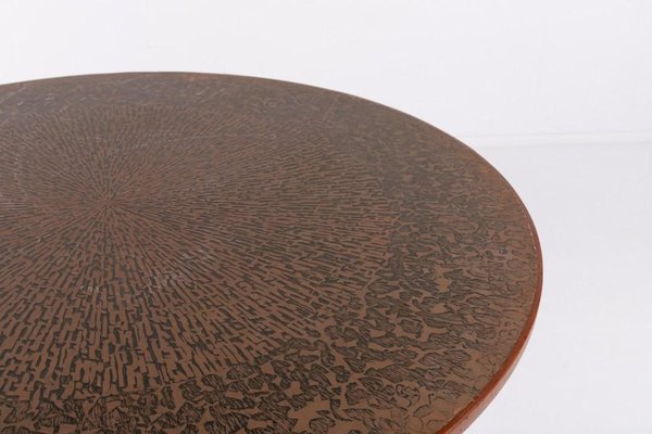 Scandinavian Modern Coffee Table with Inlaid Copper, 1960s-KMC-1349218