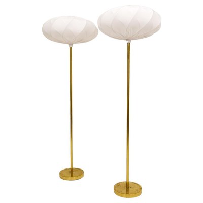 Scandinavian Modern Floor Lamps in Brass from Enco, Sweden, 1970s, Set of 2-UYK-1108500