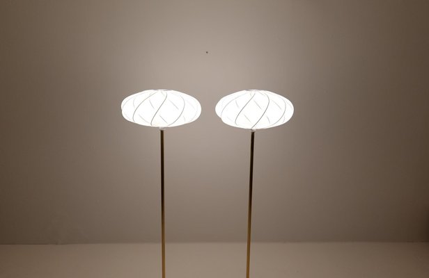 Scandinavian Modern Floor Lamps in Brass from Enco, Sweden, 1970s, Set of 2-UYK-1108500