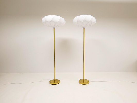 Scandinavian Modern Floor Lamps in Brass from Enco, Sweden, 1970s, Set of 2-UYK-1108500