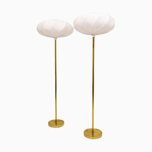 Scandinavian Modern Floor Lamps in Brass from Enco, Sweden, 1970s, Set of 2-UYK-1108500