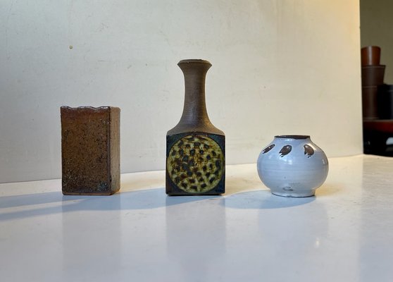 Scandinavian Modern Glazed Ceramic Studio Vases, 1960s, Set of 3-LCR-1235993