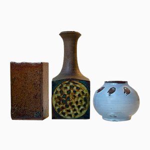 Scandinavian Modern Glazed Ceramic Studio Vases, 1960s, Set of 3-LCR-1235993