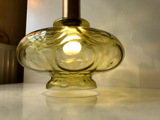 Scandinavian Modern Green Optical Glass Pendant Lamp, 1960s-LCR-705901