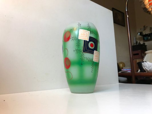 Scandinavian Modern Hand Painted Glass Vase, 1970s-LCR-731647