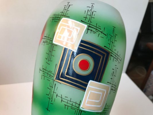 Scandinavian Modern Hand Painted Glass Vase, 1970s-LCR-731647