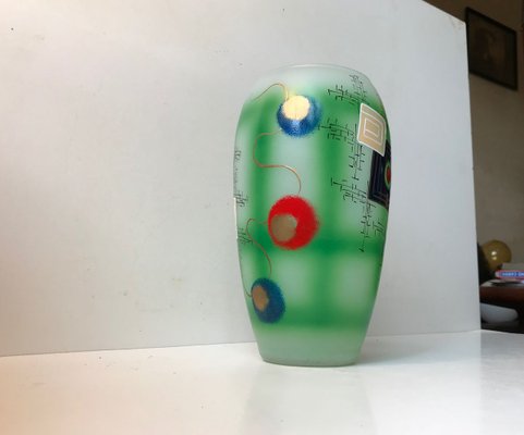 Scandinavian Modern Hand Painted Glass Vase, 1970s-LCR-731647