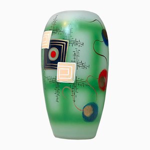 Scandinavian Modern Hand Painted Glass Vase, 1970s-LCR-731647