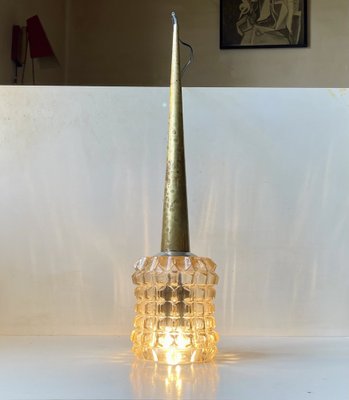 Scandinavian Modern Hanging Lamp in Crystal Glass and Brass, 1960s-LCR-1742811