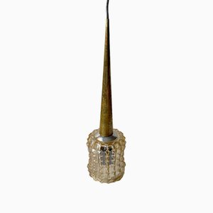 Scandinavian Modern Hanging Lamp in Crystal Glass and Brass, 1960s-LCR-1742811