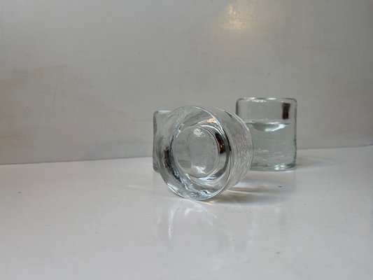 Scandinavian Modern Ice Glass Tealight Candleholders, 1980s, Set of 3-LCR-1797996