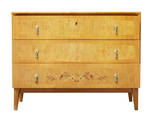 Scandinavian Modern Inlaid Elm Chest of Drawers, 1940s-XTS-669274