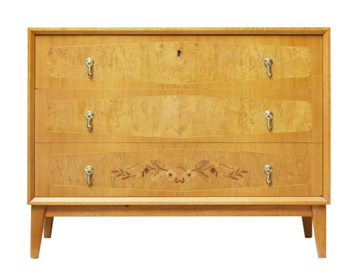 Scandinavian Modern Inlaid Elm Chest of Drawers, 1940s-XTS-669274