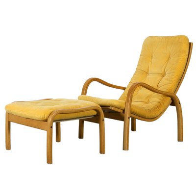 Scandinavian Modern Lounge Chair and Ottoman by Yngve Ekstrom for Swedese, Set of 2-YGE-1048806