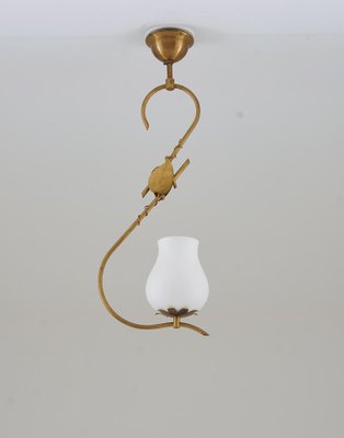 Scandinavian Modern Pendant Lamp in Brass and Glass by Hans Bergström, 1950s-FM-1761254