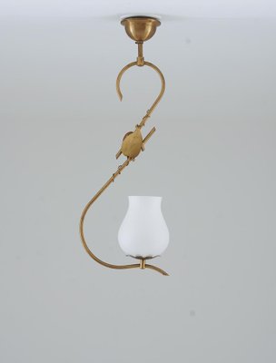 Scandinavian Modern Pendant Lamp in Brass and Glass by Hans Bergström, 1950s-FM-1761254