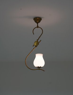 Scandinavian Modern Pendant Lamp in Brass and Glass by Hans Bergström, 1950s-FM-1761254