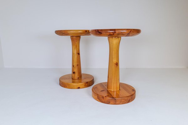 Scandinavian Modern Pine Stools, Sweden, 1970s, Set of 2-UYK-1181647