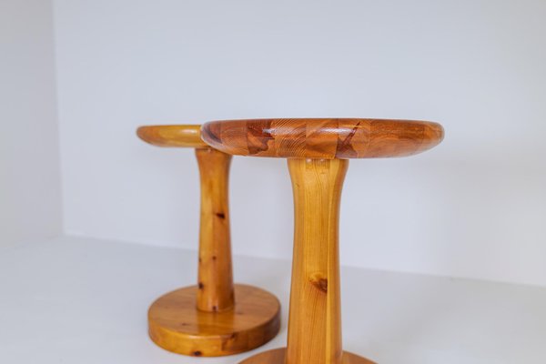 Scandinavian Modern Pine Stools, Sweden, 1970s, Set of 2-UYK-1181647