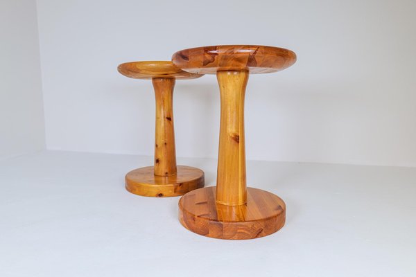 Scandinavian Modern Pine Stools, Sweden, 1970s, Set of 2-UYK-1181647