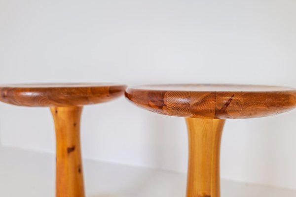 Scandinavian Modern Pine Stools, Sweden, 1970s, Set of 2-UYK-1181647