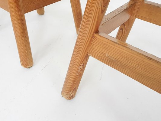 Scandinavian Modern Pinewood Bar Stools, 1970s, Set of 4-ZO-1076512