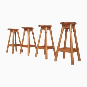 Scandinavian Modern Pinewood Bar Stools, 1970s, Set of 4-ZO-1317244