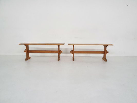 Scandinavian Modern Pinewood Benches, 1960s-ZO-808180