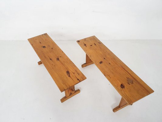 Scandinavian Modern Pinewood Benches, 1960s-ZO-808180