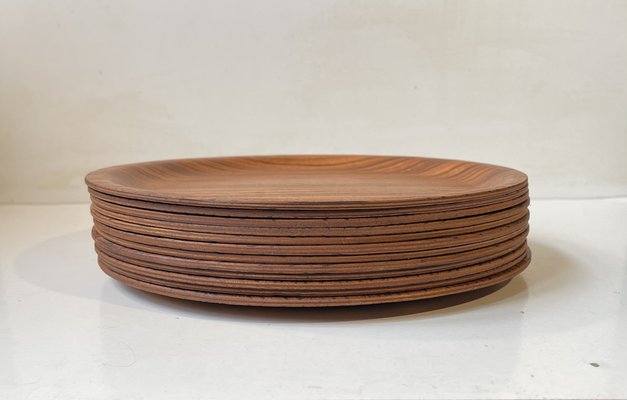 Scandinavian Modern Plates in Zebrawood, 1960s, Set of 12-LCR-1794476